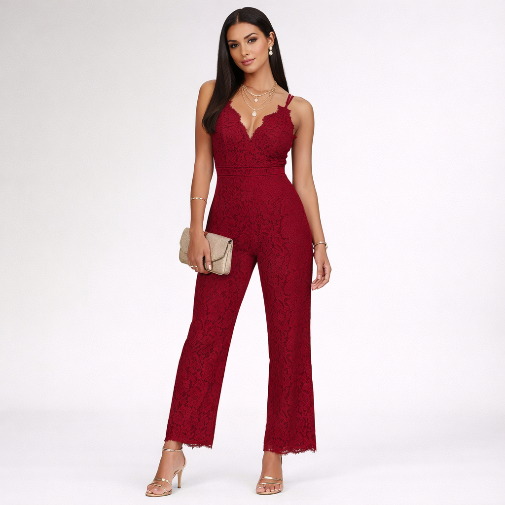 Luxe Jumpsuit Dames Bordeauxrood
