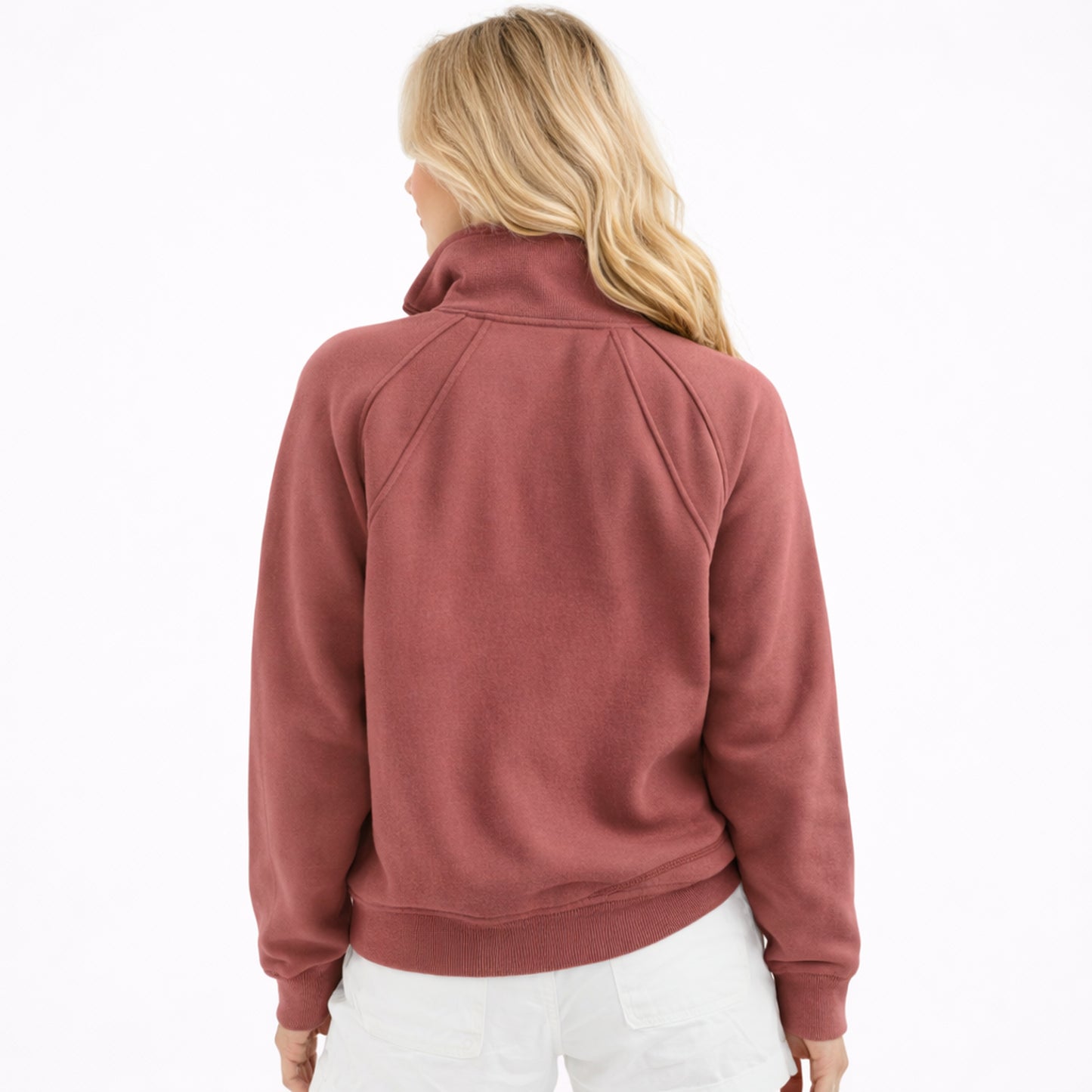 Dames Half-Zip Sweater Dusty Rose