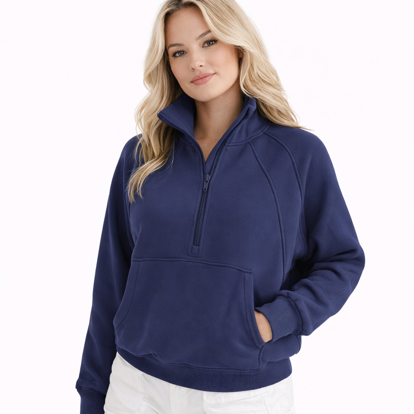 Dames Half-Zip Sweater Marineblauw
