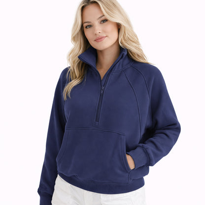 Dames Half-Zip Sweater Marineblauw