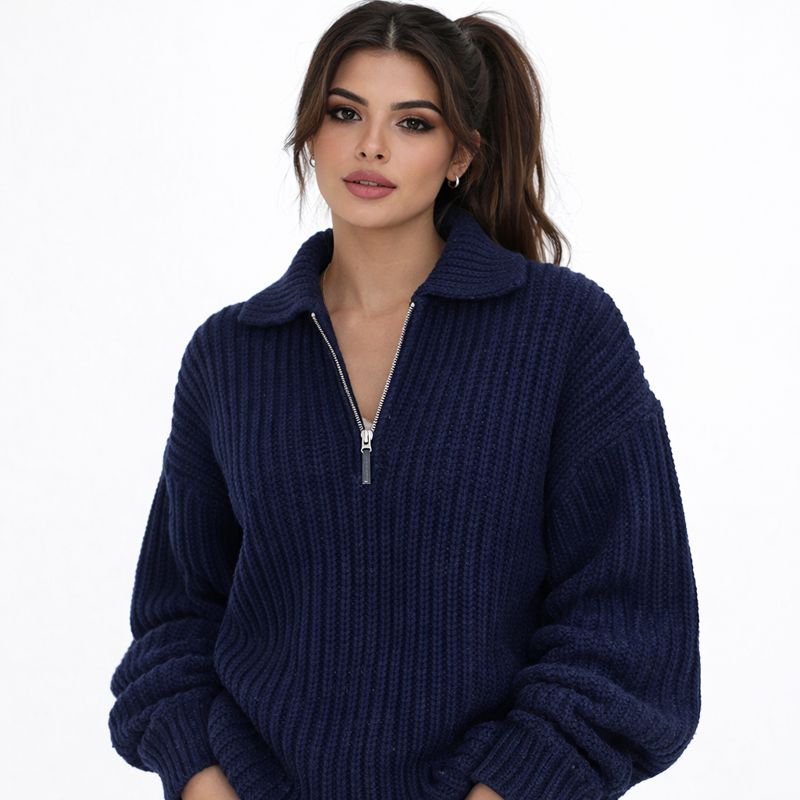 Gebreide Sweater Dames Marineblauw