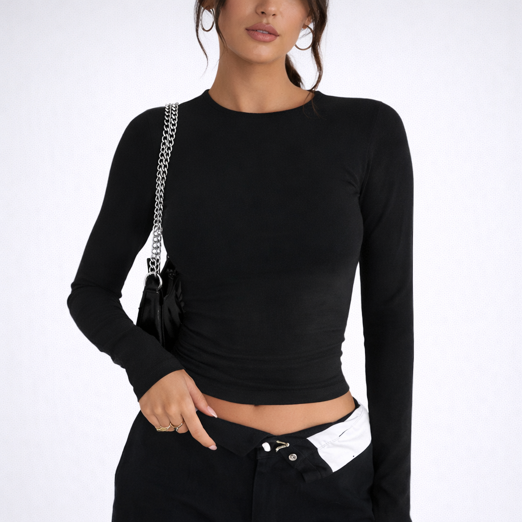 Slim Fit Dames Top Zwart