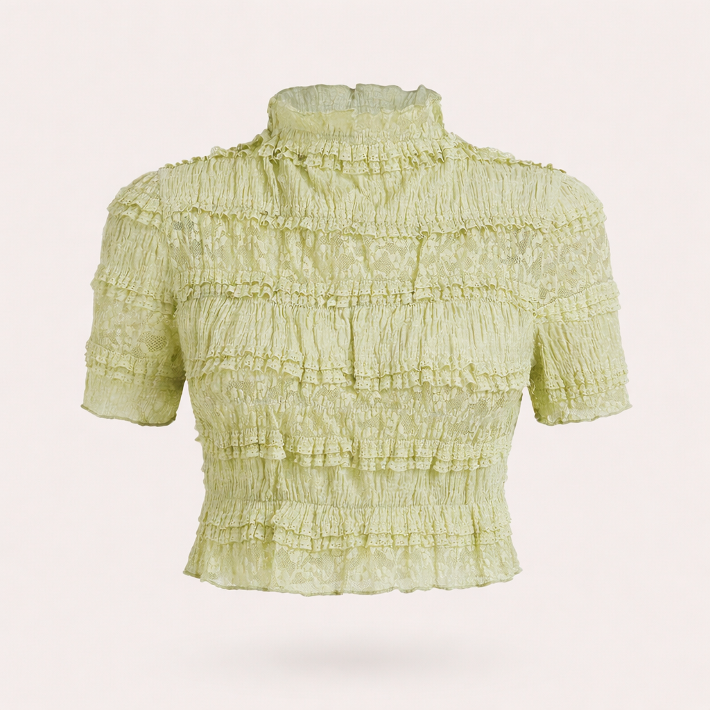 Crop Top met Ruches Lime