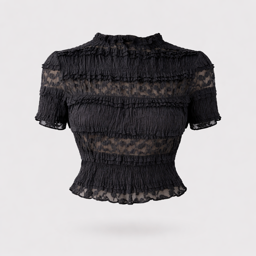 Crop Top met Ruches Zwart