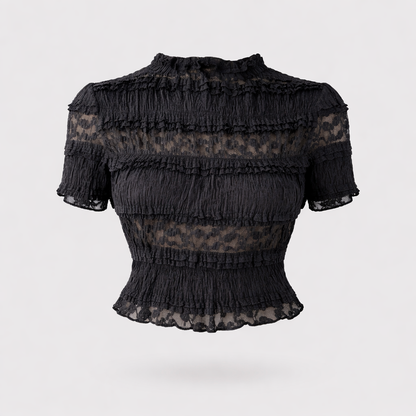 Crop Top met Ruches Zwart