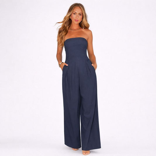 Strapless Jumpsuit Dames Navy blauw