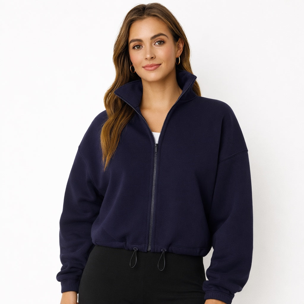 Oversized Dames Fleece Sweater Marineblauw