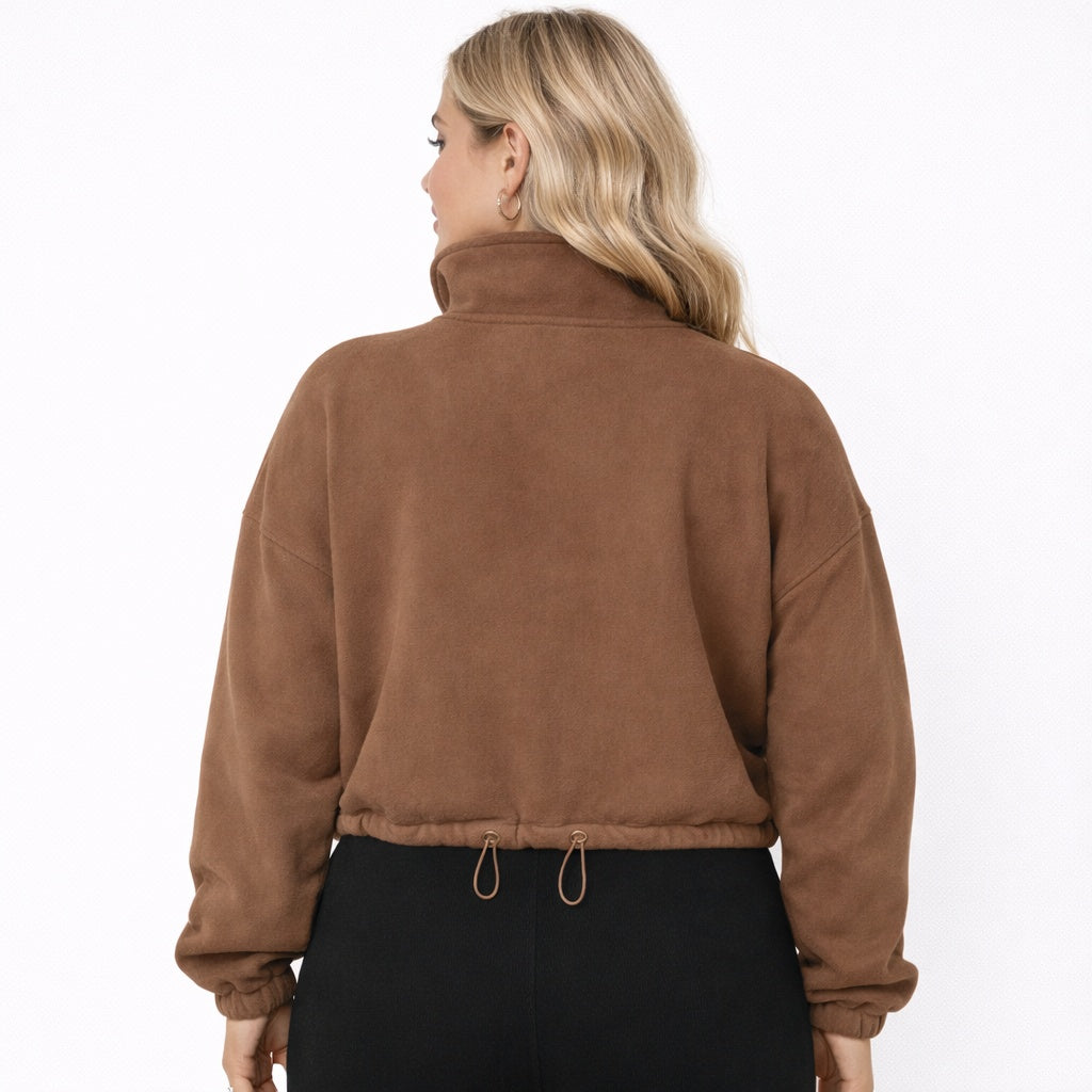 Oversized Dames Fleece Sweater Bruin