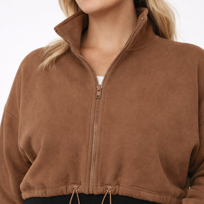 Oversized Dames Fleece Sweater Bruin