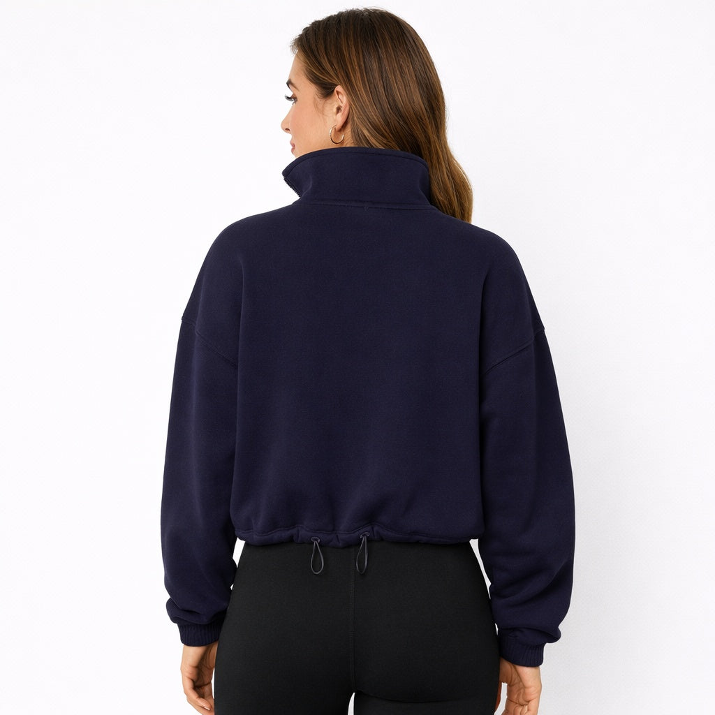 Oversized Dames Fleece Sweater Marineblauw