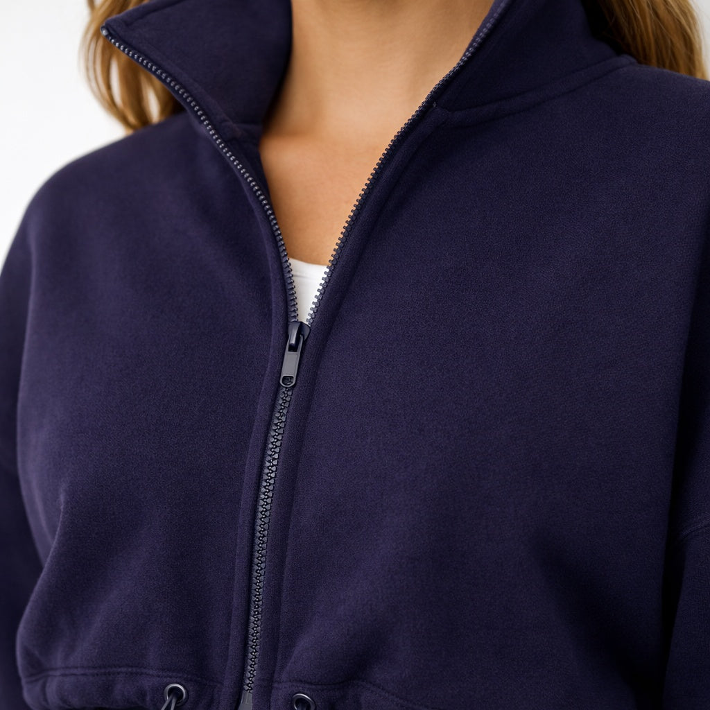 Oversized Dames Fleece Sweater Marineblauw