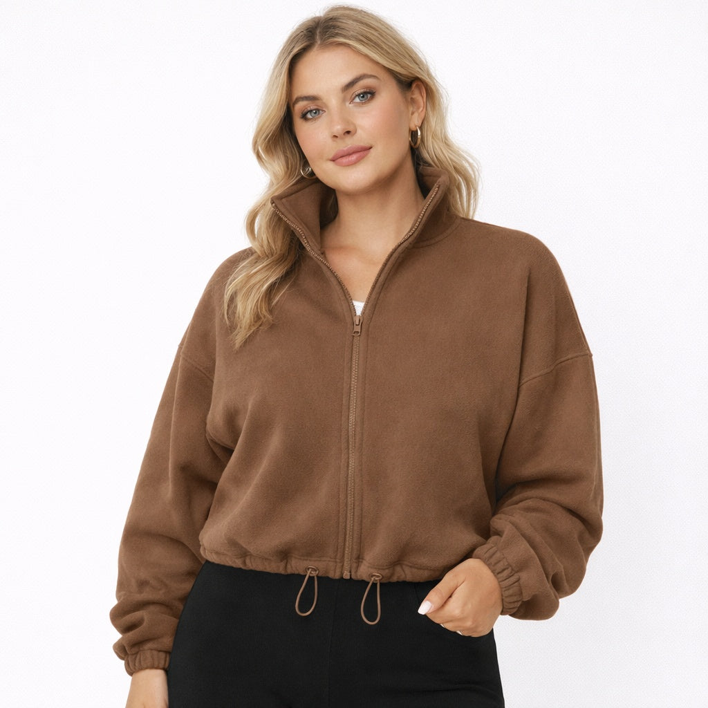 Oversized Dames Fleece Sweater Bruin