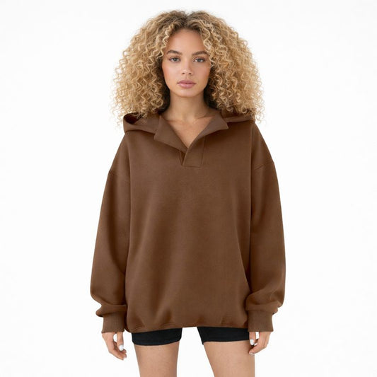 Oversized Fleece Hoodie Dames Bruin