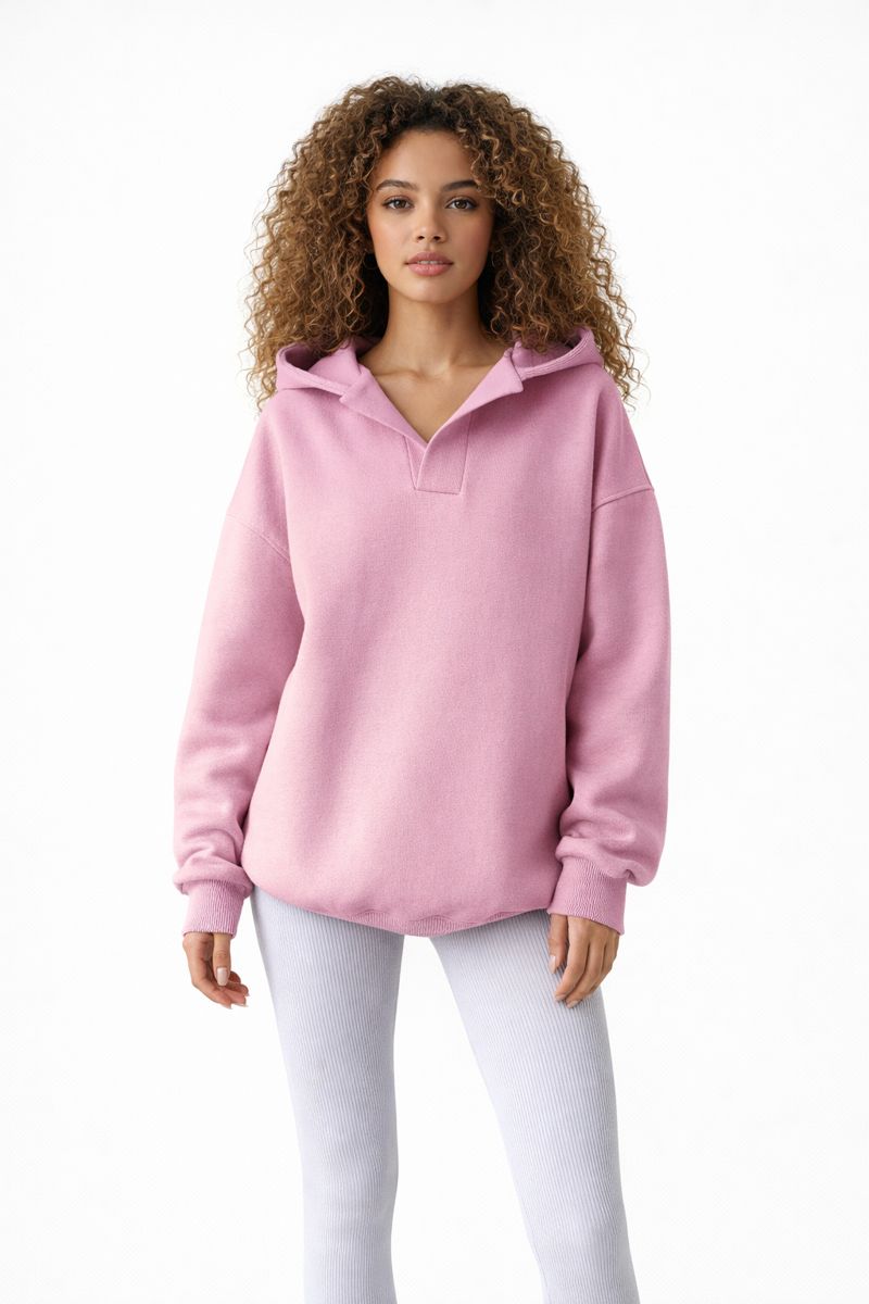 Oversized Fleece Hoodie Dames Roze