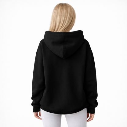Oversized Fleece Hoodie Dames Zwart