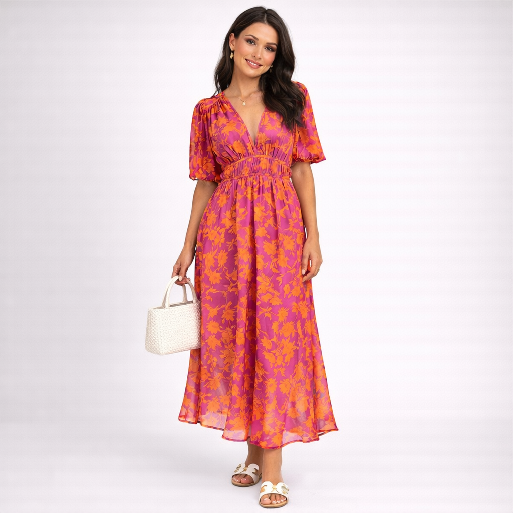 Luchtige Linnen Bloemen Maxi Jurk Dames