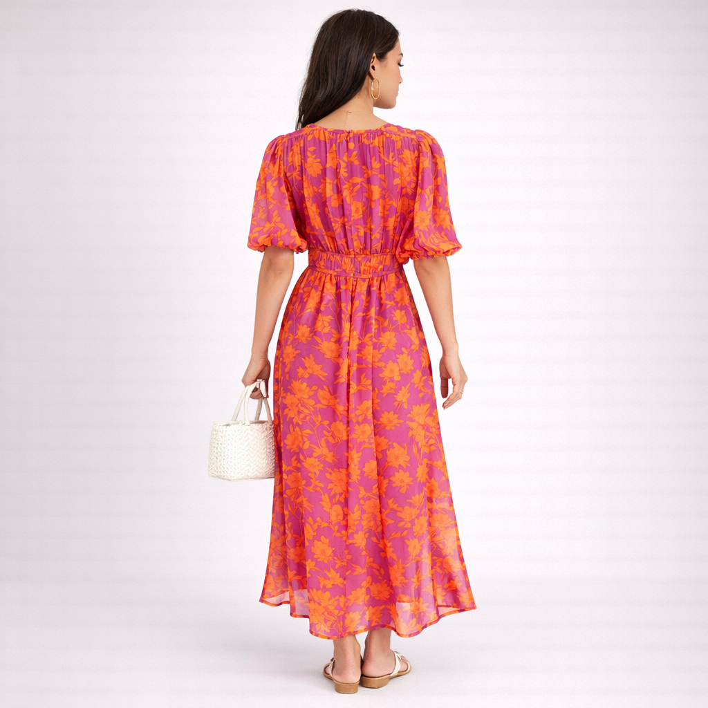 Luchtige Linnen Bloemen Maxi Jurk Dames