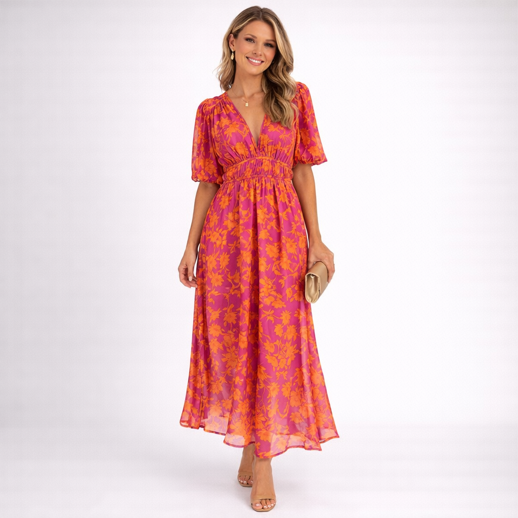 Luchtige Linnen Bloemen Maxi Jurk Dames