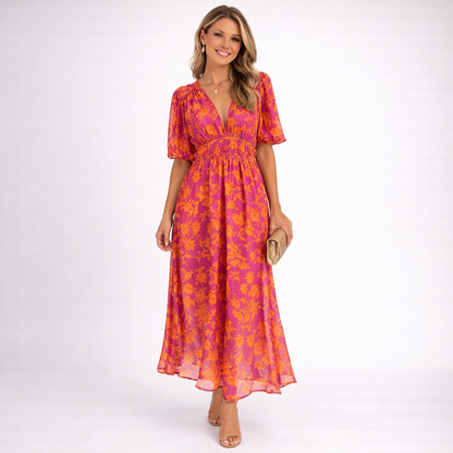 Luchtige Linnen Bloemen Maxi Jurk Dames