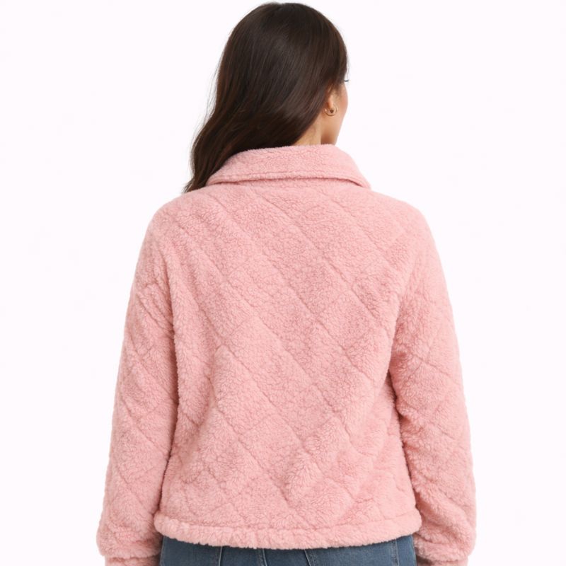 Teddy Half-Zip Sweater Roze
