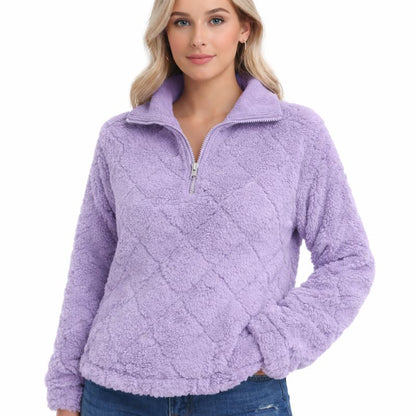 Teddy Half-Zip Sweater Lavender